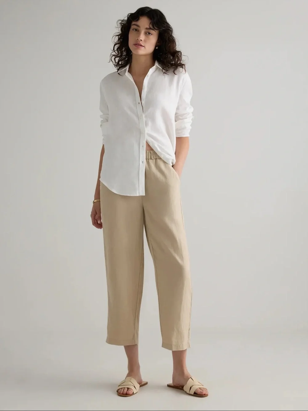 NWT Quince 100% European Linen Pants in Driftwood